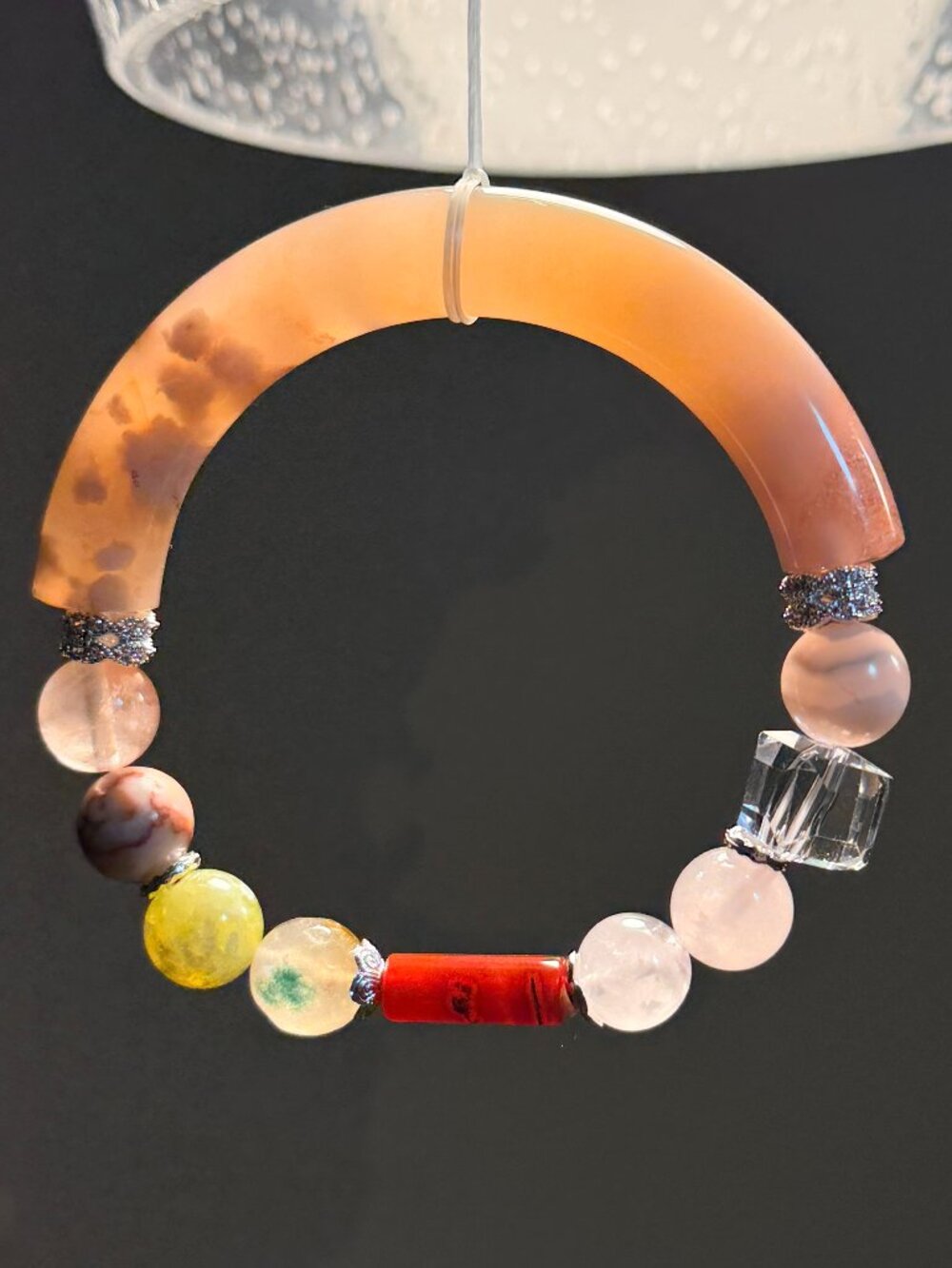 Spring Cherry Blossom Handmade Cherry Blossom Agate Half Bangle Bracelet